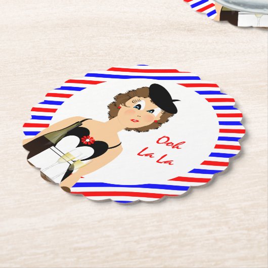 Frans thema kaas en wijn Onderzetter vun papier (Gekanteld)