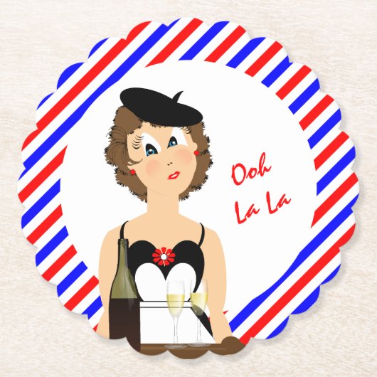 Frans thema kaas en wijn Onderzetter vun papier (Voorkant)