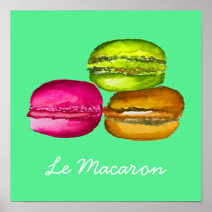Frans thema Le Macaron leuke waterverf kunst Poster