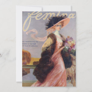 Frans Tijdschrift Femina 1909 Hoesje blank Uitnodi Kaart