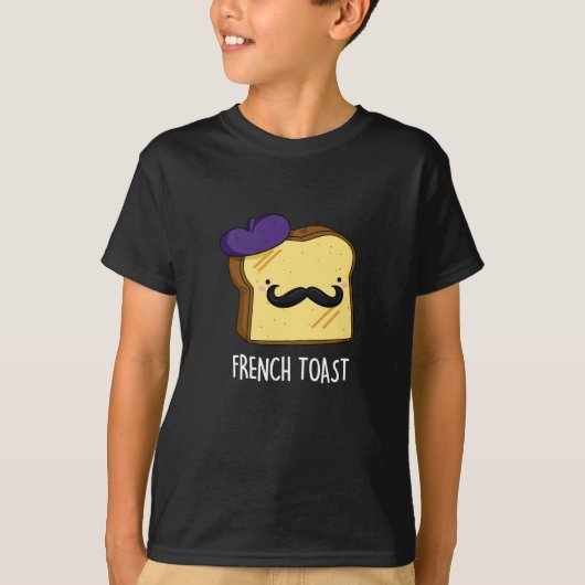 Frans Toast Grappig Brood Pun Donker BG T-shirt (Voorkant)