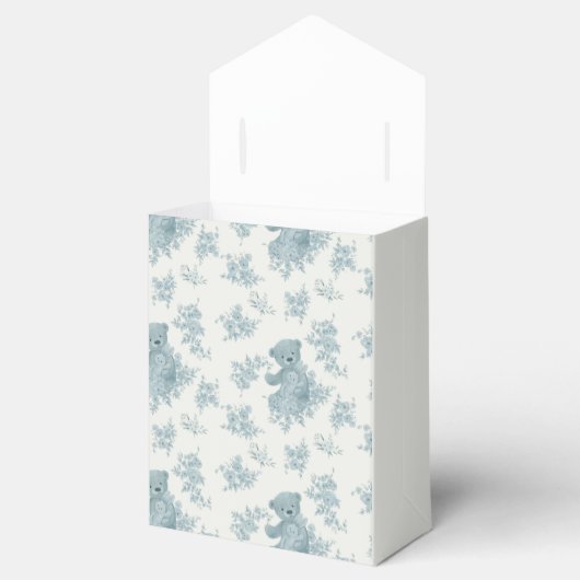 Frans Toile Beer en Bunny Baby shower Bedankdoosjes (Geopend)