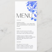  Frans Toile Bloemenblauw Vrijgezellenfeest Menu (Voorkant)