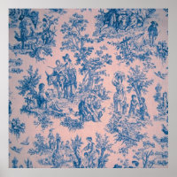 Frans toile de jouy blauw en roze elegant