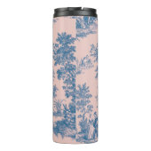 Frans toile de jouy blauw en roze elegant thermosbeker (Achterkant)