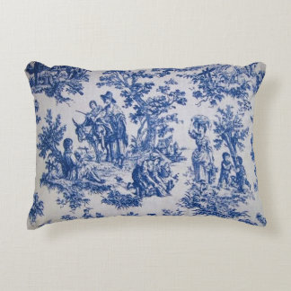 Frans toile de jouy blauw en wit elegant accent kussen