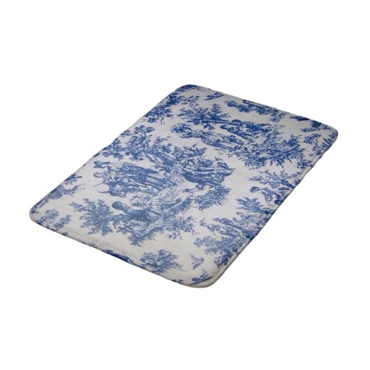 Frans toile de jouy blauw en wit elegant badmat (Gekanteld)