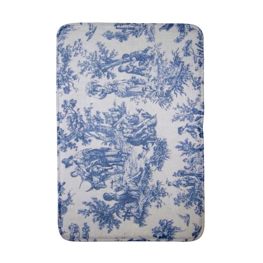 Frans toile de jouy blauw en wit elegant badmat (Voorkant Verticaal)