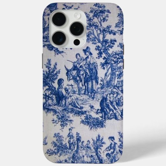 Frans toile de jouy blauw en wit elegant Case-Mate iPhone case (Achterkant)