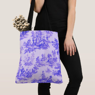 Frans toile de jouy blauw en wit elegant draagtas