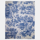 Frans toile de jouy blauw en wit elegant fleece deken (Voorkant)