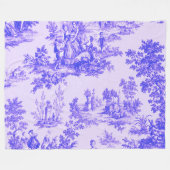 Frans toile de jouy blauw en wit elegant fleece deken (Voorkant (Horizontaal))