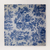 Frans toile de jouy blauw en wit elegant legpuzzel (Horizontaal)