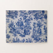 Frans toile de jouy blauw en wit elegant legpuzzel (Horizontaal)