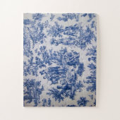 Frans toile de jouy blauw en wit elegant legpuzzel (Verticaal)