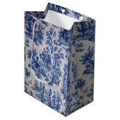 Frans toile de jouy blauw en wit elegant medium cadeauzakje (Voorkant Gekanteld)