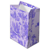 Frans toile de jouy blauw en wit elegant medium cadeauzakje (Voorkant Gekanteld)