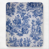 Frans toile de jouy blauw en wit elegant muismat (Voorkant)