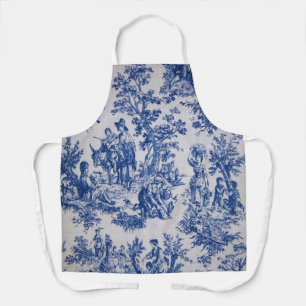 Frans toile de jouy blauw en wit elegant schort