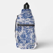 Frans toile de jouy blauw en wit elegant sling bag (Voorkant)