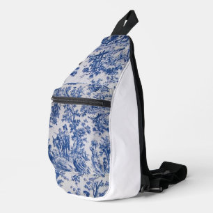 Frans toile de jouy blauw en wit elegant sling bag