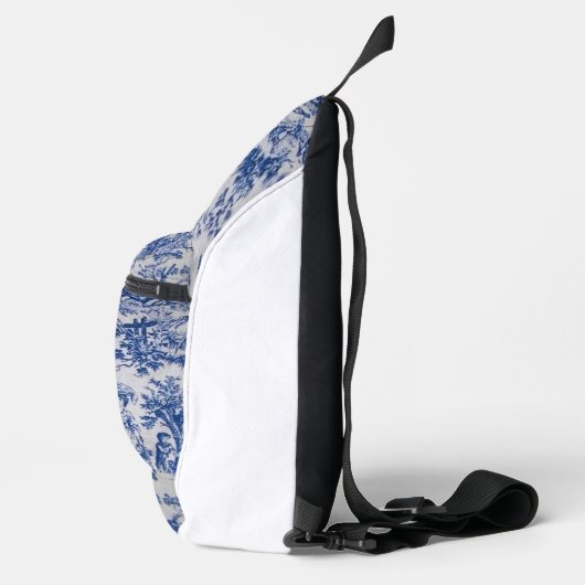 Frans toile de jouy blauw en wit elegant sling bag (Rechts)