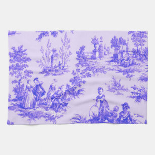 Frans toile de jouy blauw en wit elegant theedoek