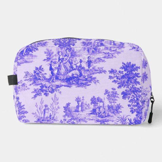 Frans toile de jouy blauw en wit elegant toilettasje (Voorkant)