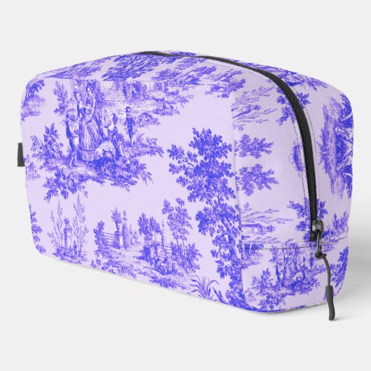 Frans toile de jouy blauw en wit elegant toilettasje (Rechterhoek)