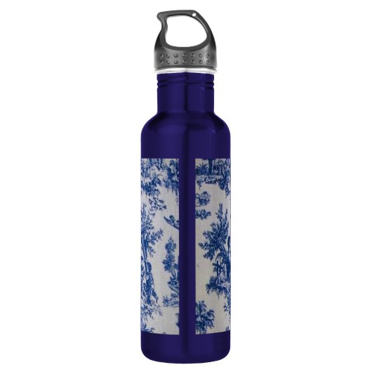 Frans toile de jouy blauw en wit elegant waterfles (Achterkant)
