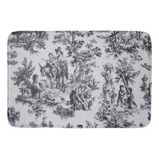 Frans toile de jouy zwart en wit elegant badmat