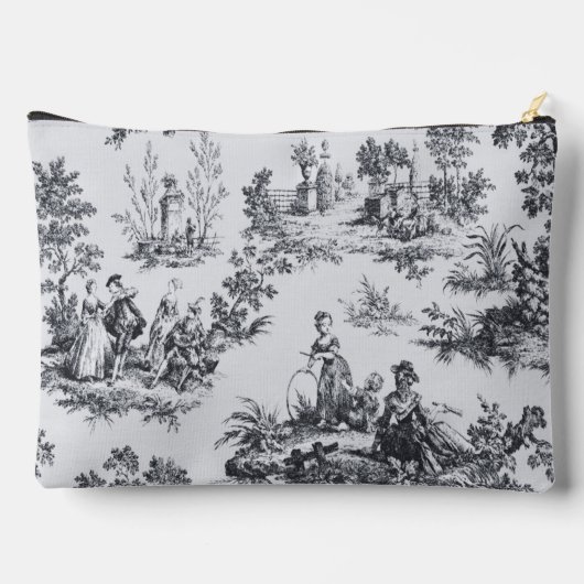 Frans toile de jouy zwart en wit elegant etui (Achterkant)