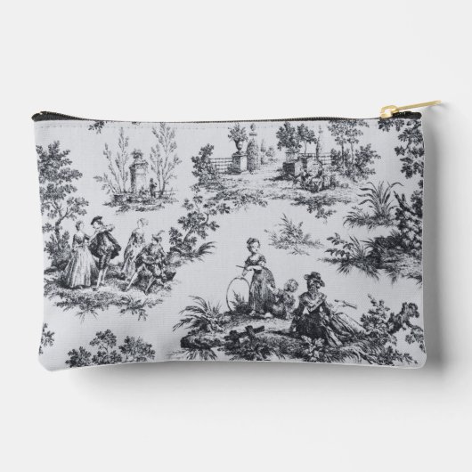 Frans toile de jouy zwart en wit elegant etui (Achterkant)