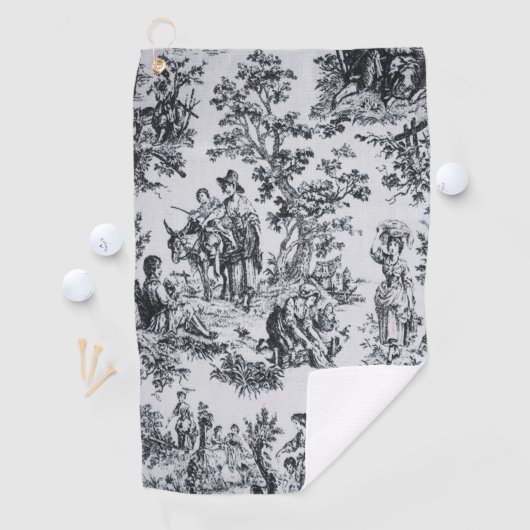 Frans toile de jouy zwart en wit elegant golfhanddoek (Insitu)