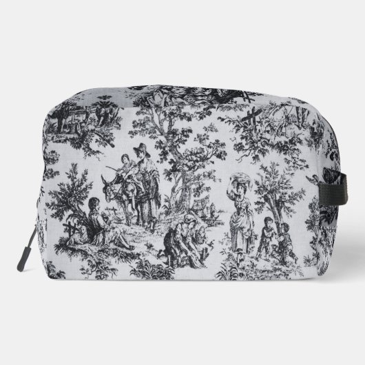 Frans toile de jouy zwart en wit elegant toilettasje (Achterkant)