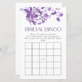 Frans Toile Paarse Bloemen Bruids Bingo Spel (Voorkant / Achterkant)
