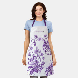  Frans Toile Paarse Bloemen Vrijgezellenfeest Schort