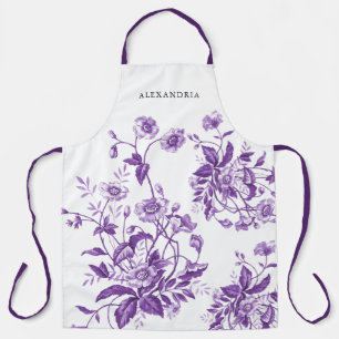 Frans Toile Paarse Bloemen Vrijgezellenfeest Schort