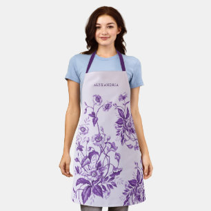  Frans Toile Paarse Bloemen Vrijgezellenfeest Schort