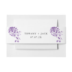  Frans Toile Paarse Bloemen Vrijgezellenfeest Uitnodigingen Wikkel