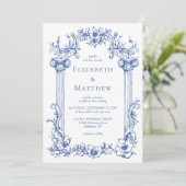  Frans Victoriaans botanisch blauw Kaart (Staand voorkant)