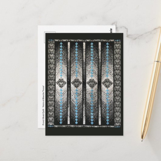 Frans vlecht quilt Briefkaart (Voorkant / Achterkant in situ)