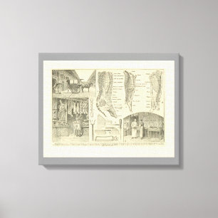  Frans voedsel, vlees van Butcher Canvas Afdruk