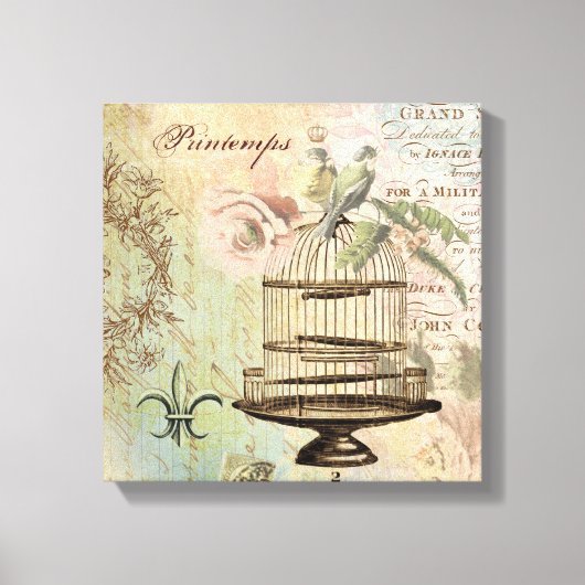  Frans vogelkooi uitgerekt canvas Afdruk (Voorkant)