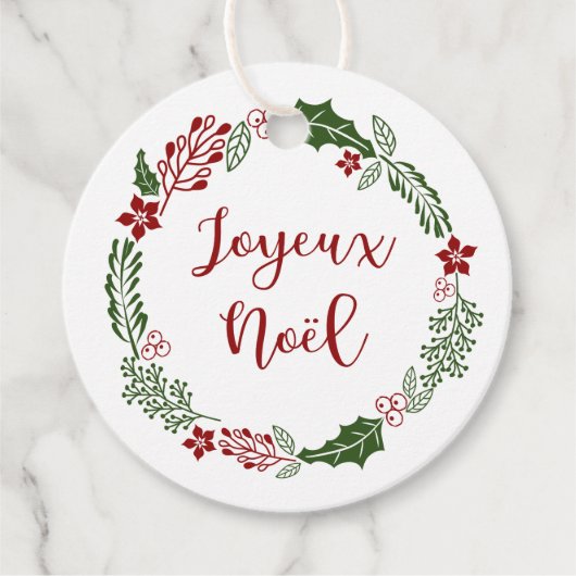 Frans Vrolijk Kerstfeest, Joyeux Noël, Aangepast Bedankjes Labels (Voorkant)