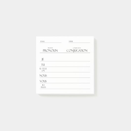 Frans | Werkwoorden Vervoeging Praktijk Post-it® Notes (Voorkant)