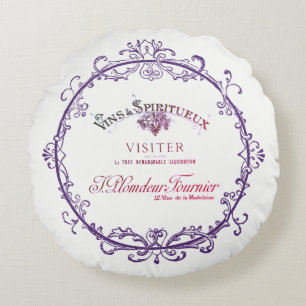 Frans wijnlabel rond kussen