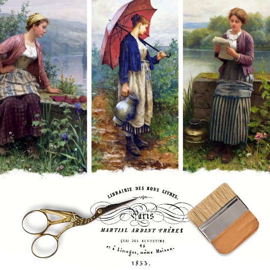 Frans Woman Decoupage Wrapping Paper