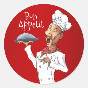 Frans zingen Chef op rode achtergrond Ronde Sticker