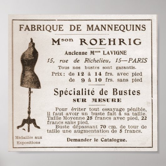  Franse advertentie vanaf 1910 Poster (Voorkant)